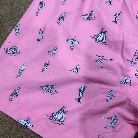 Bermies Men's 6" Stretch Swim Trunks Shorts Mesh Lined Beach Pink NWT Large - Picture 4 of 6